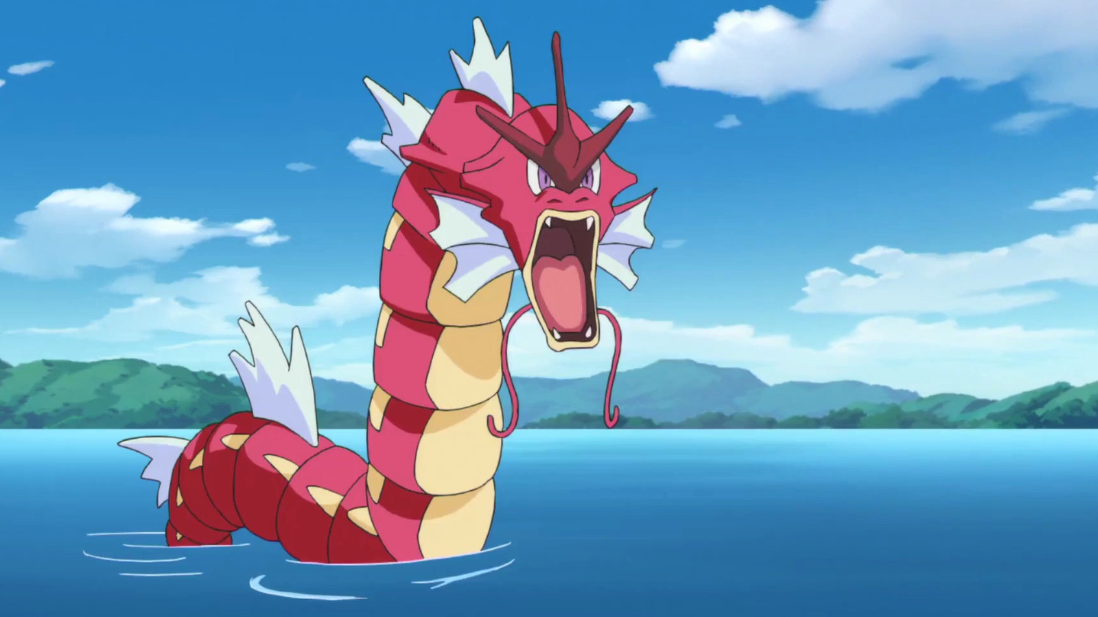 shiny red Gyarados, golden Magikarp