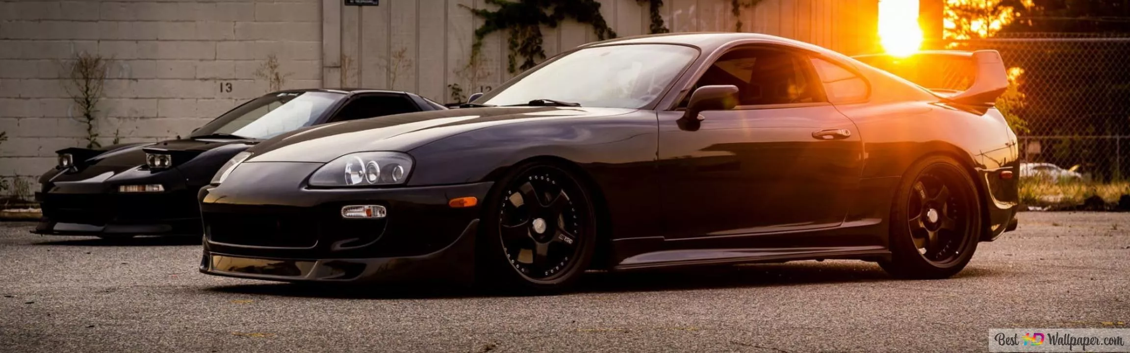 Black toyota supra at sunset 4K