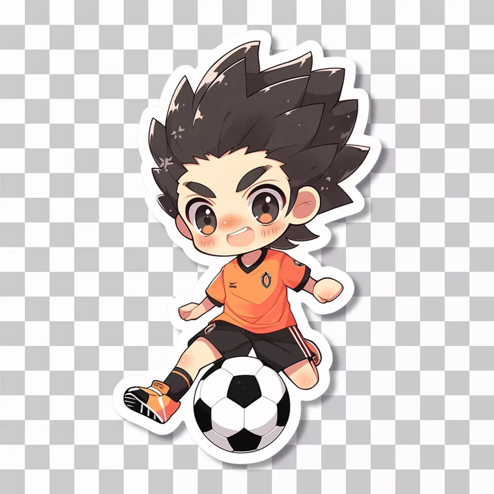 Cute Chibi Soccer Player Kicking Ball