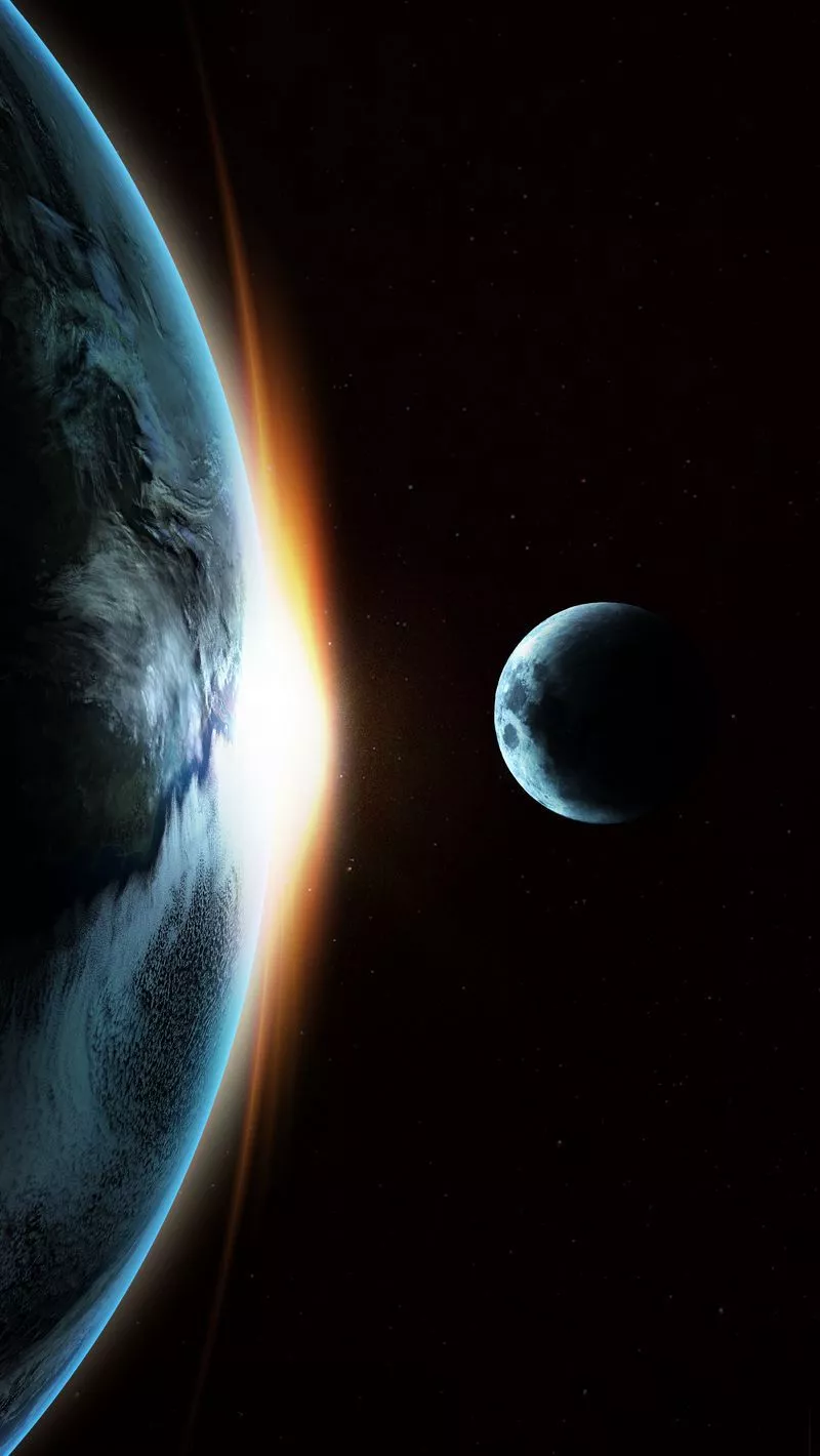 Download wallpaper 800x1420 earth, moon