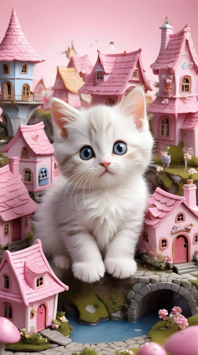 cute pink cat