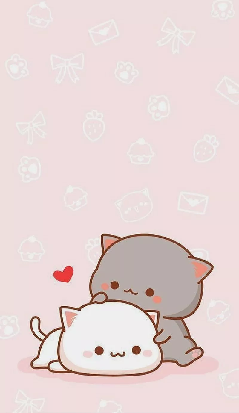 HD kawaii pink cat wallpaper
