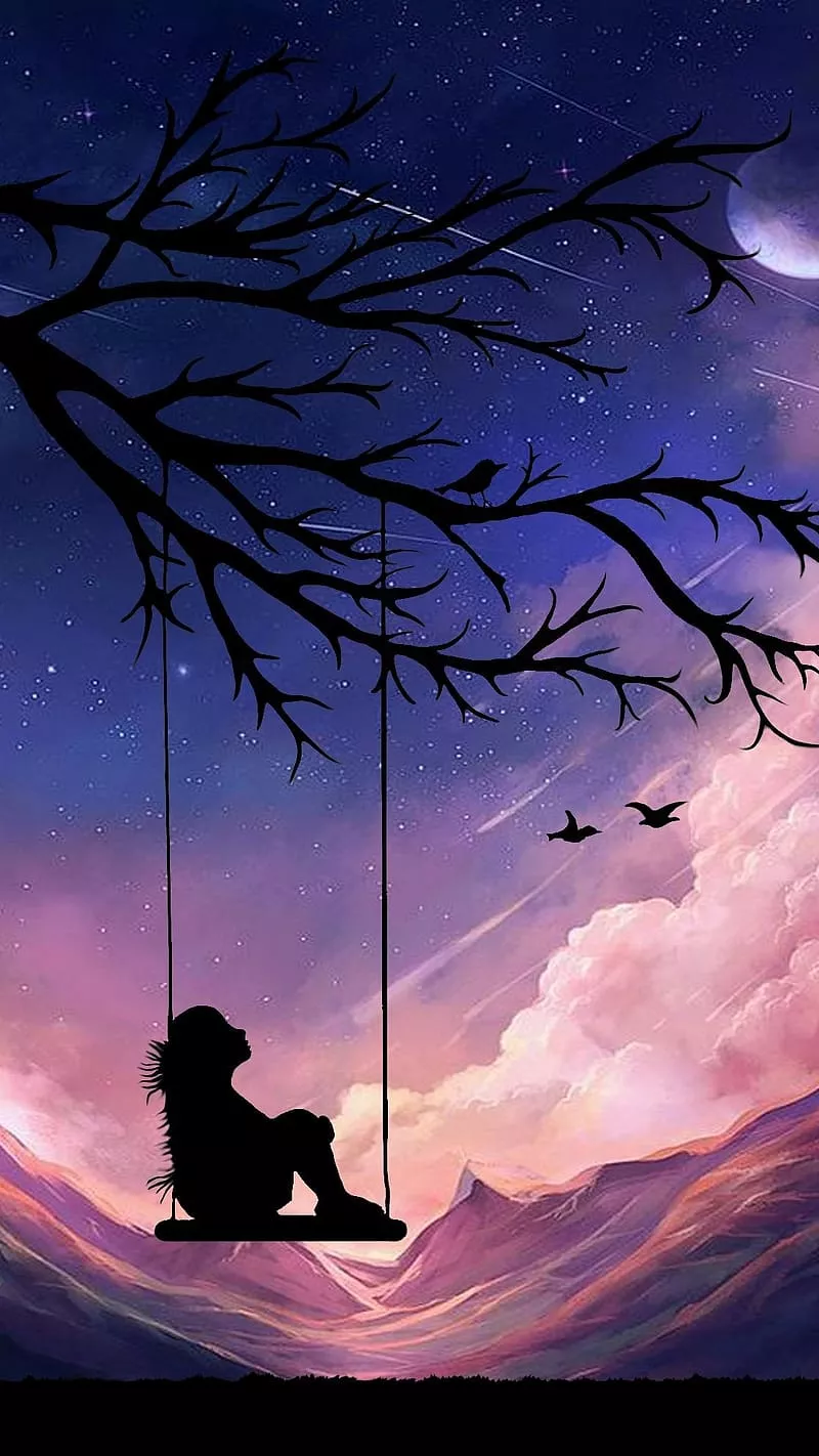 Sad For, Sad Girl Sitting On Swing, sad