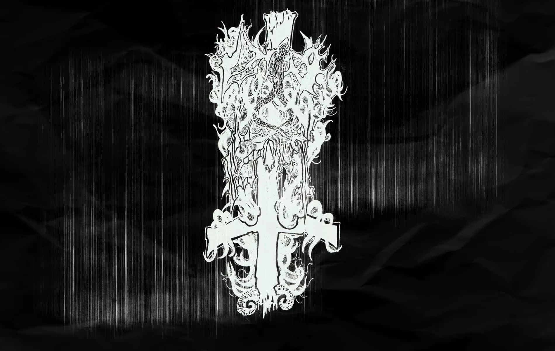 Intricate Dark Artwork Cross Wallpaper
