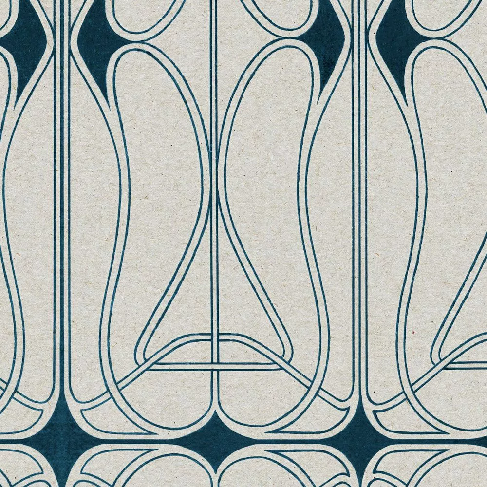 Art Nouveau Pattern Grey & Black Blue