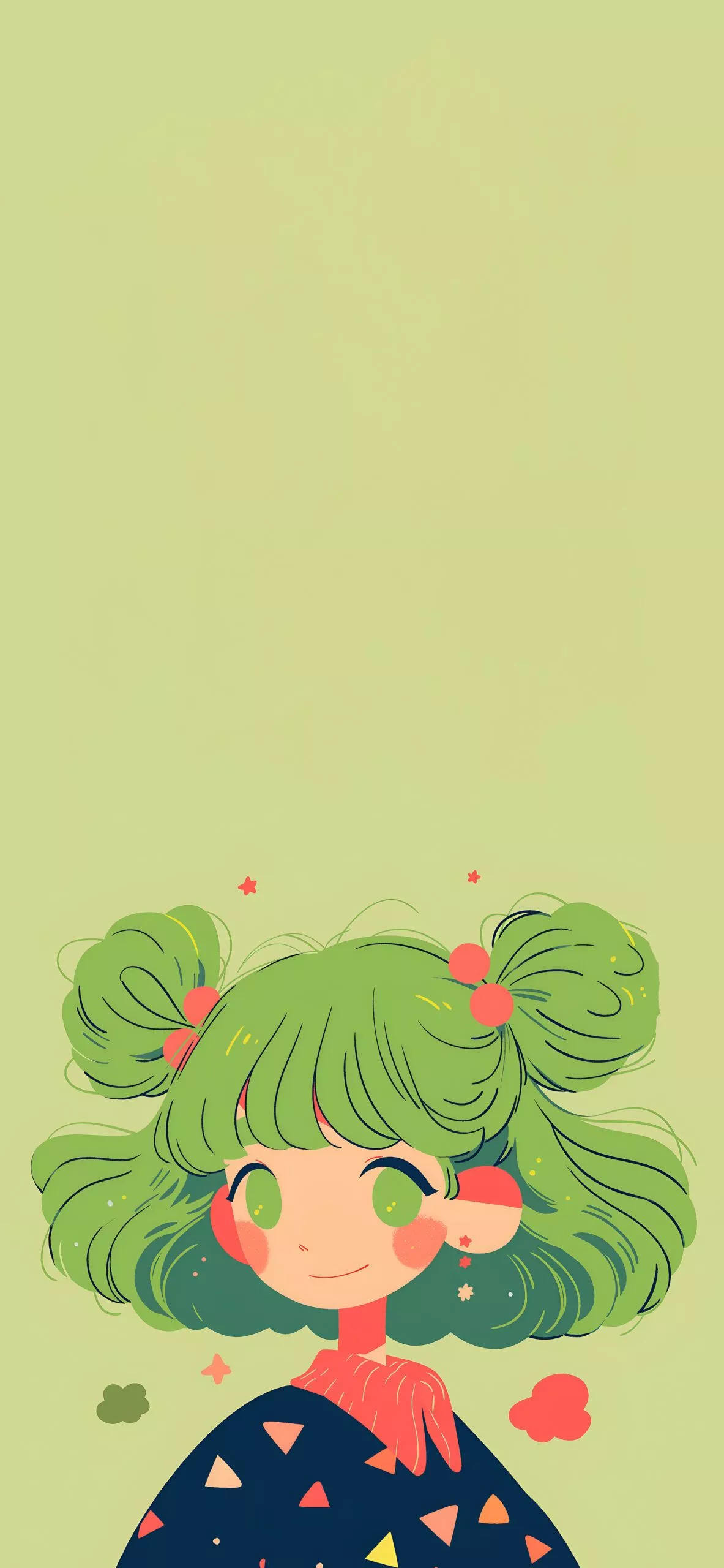 Cute Green Haired Girl Wallpaper