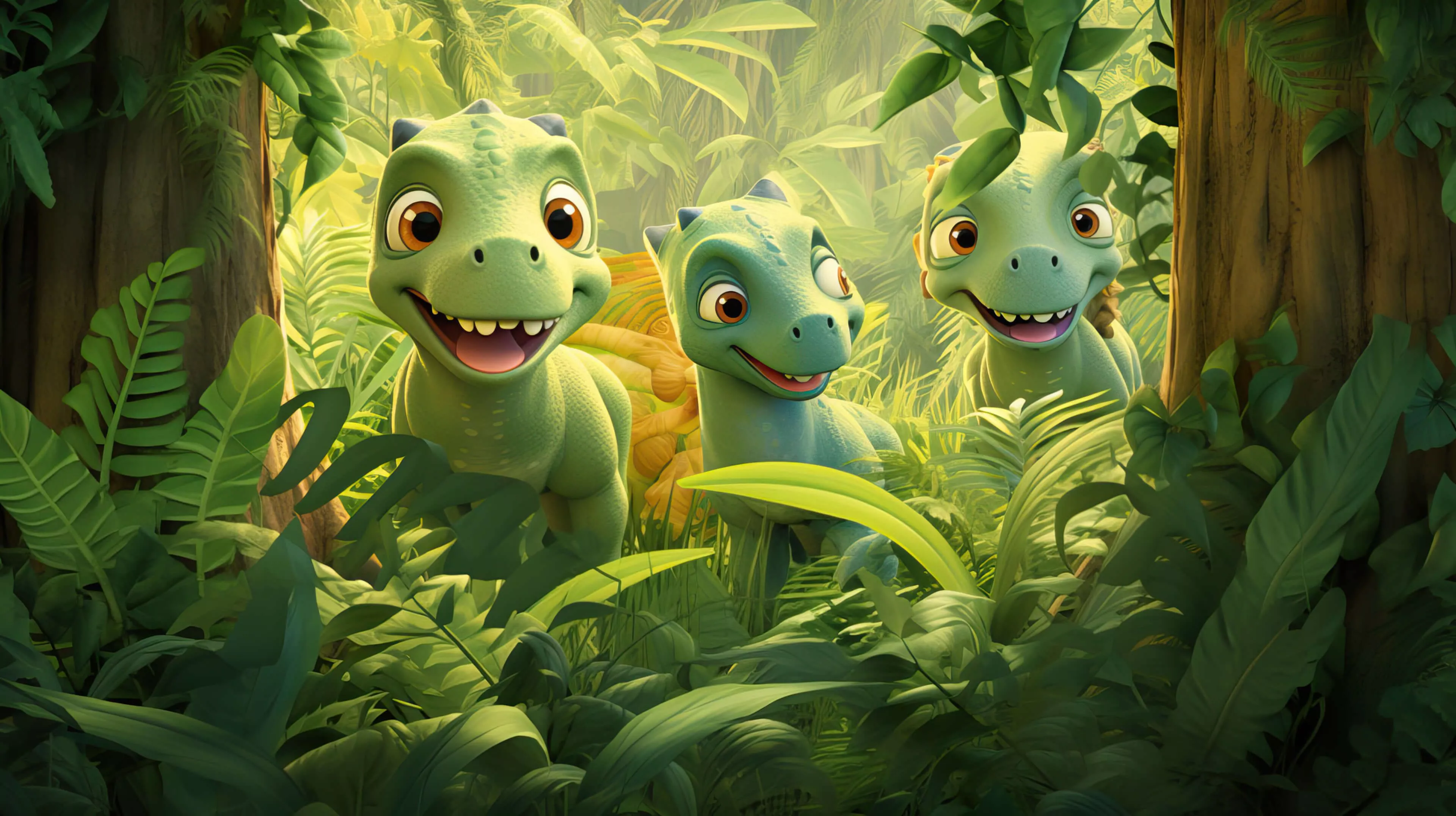4k Cute Green Dinosaur Wallpaper For Free