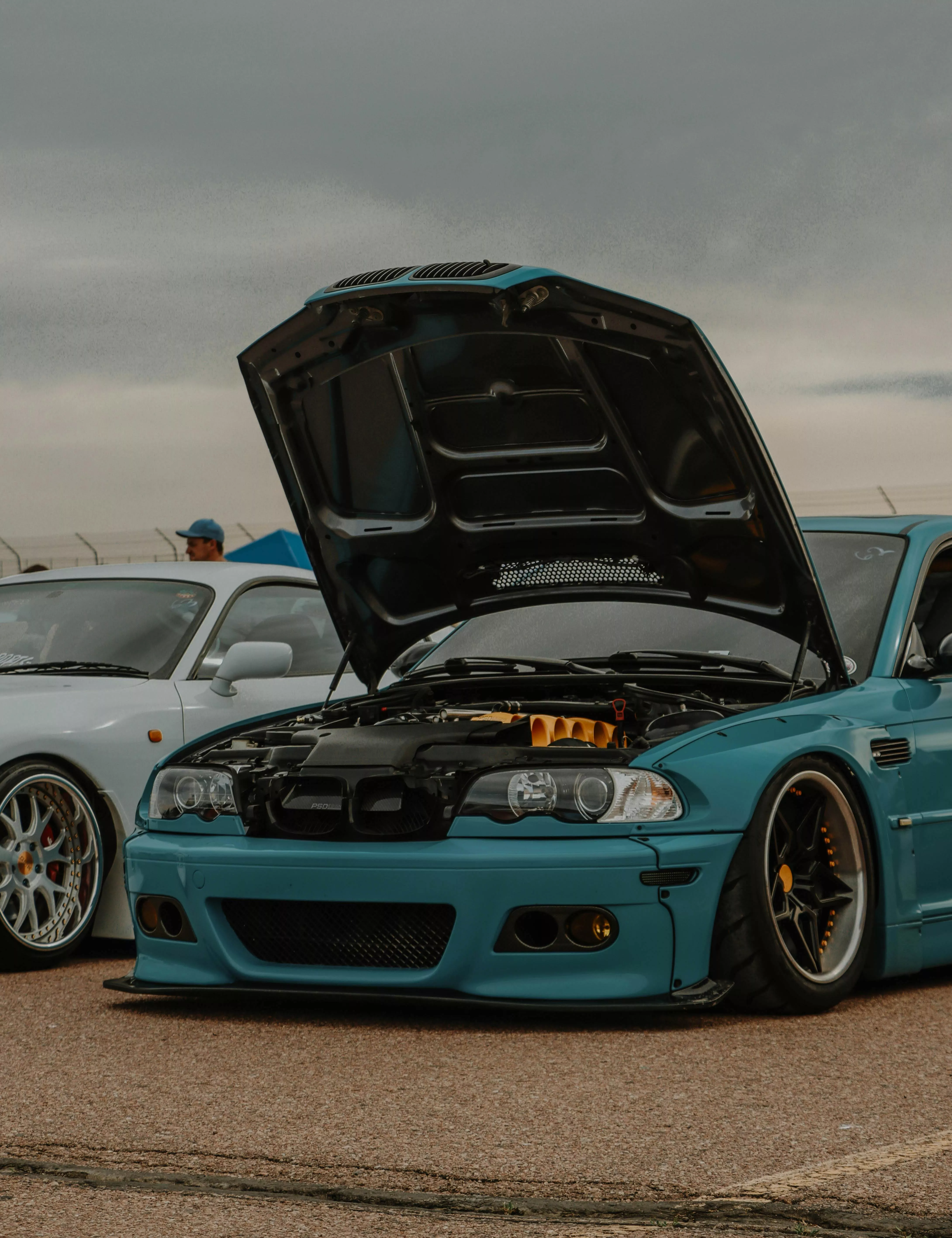 Parked Car with An Open Hood · Free