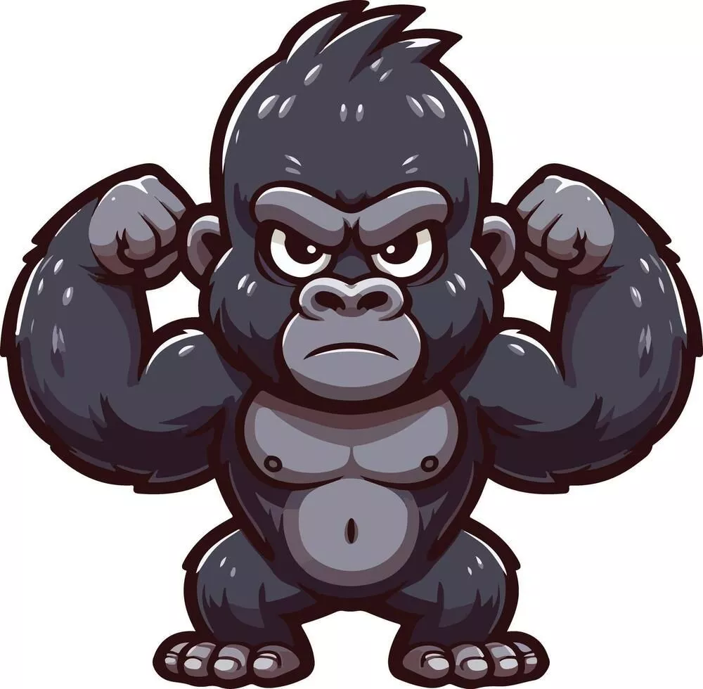 Gorilla Cartoon Vector Art, Icon
