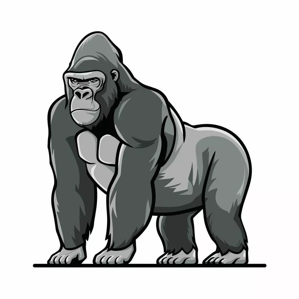 Silverback Gorilla Vector Art, Icon