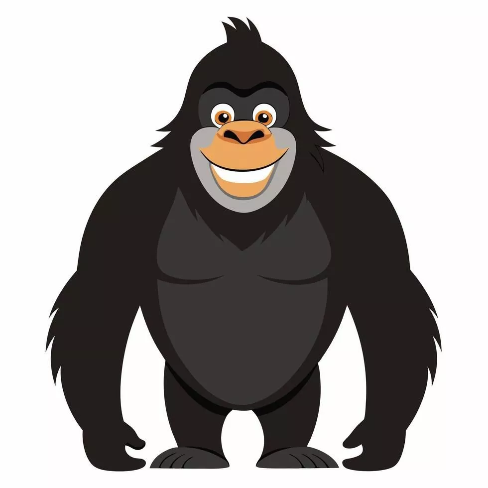 Gorilla Cartoon Vector Art, Icon