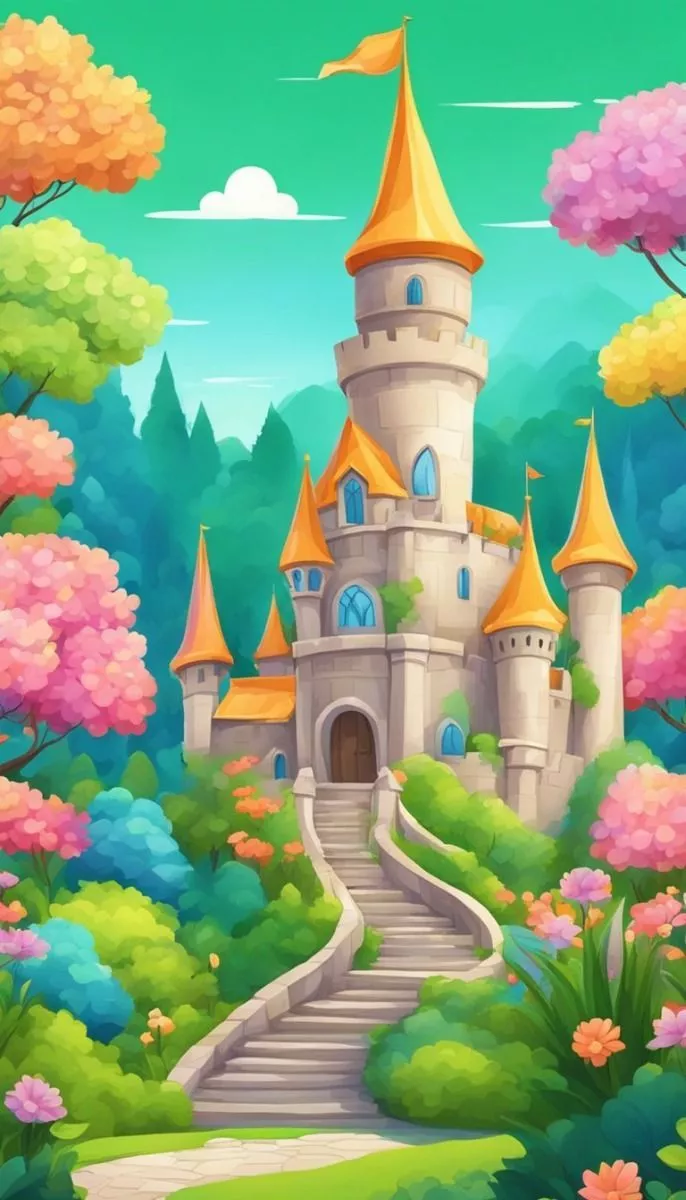 Cartoon Castle Garden Background