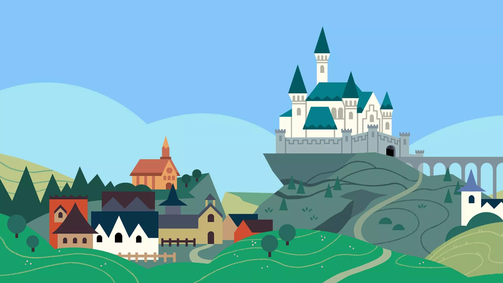 Castle Minimal Art Wallpaper