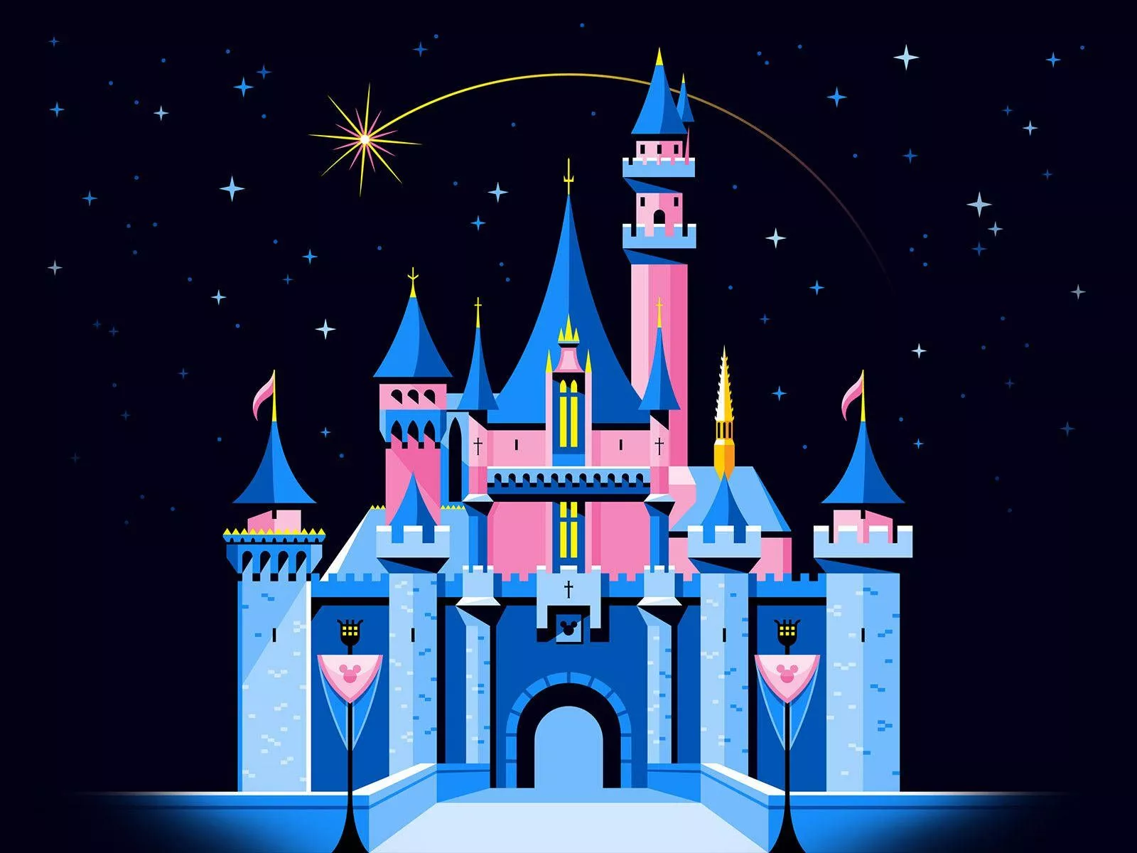 Blue Disneyland Castle And Stars