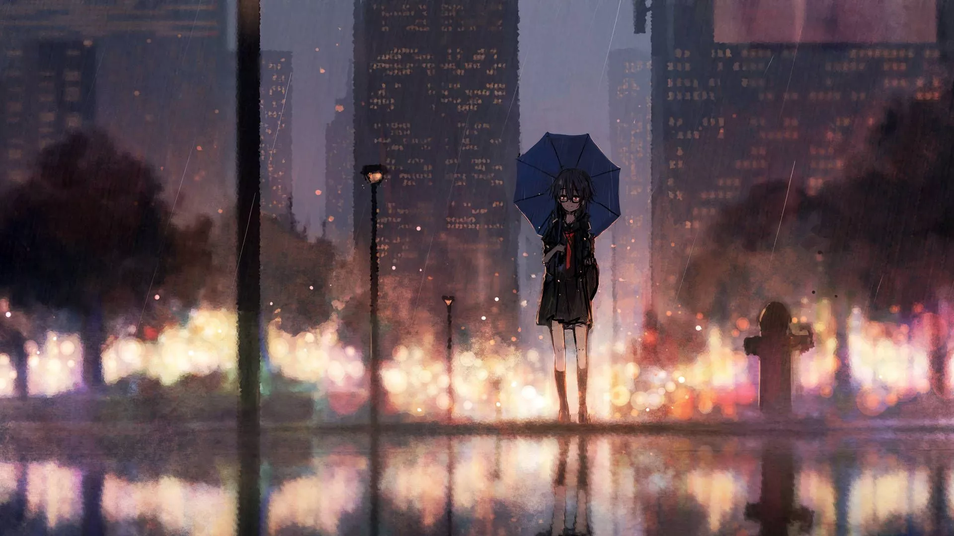 Animated Beautiful Rain In The City