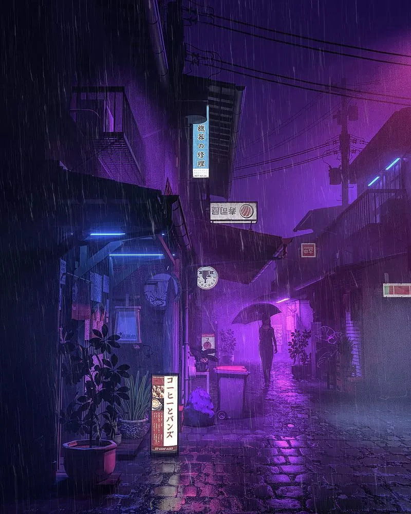 HD rain city dark wallpaper