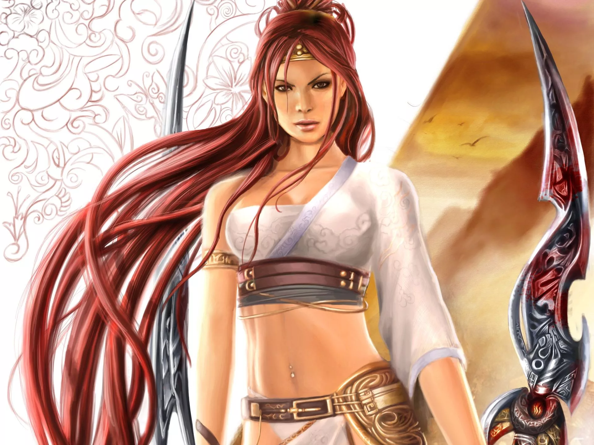 blood, sword, Heavenly Sword, art