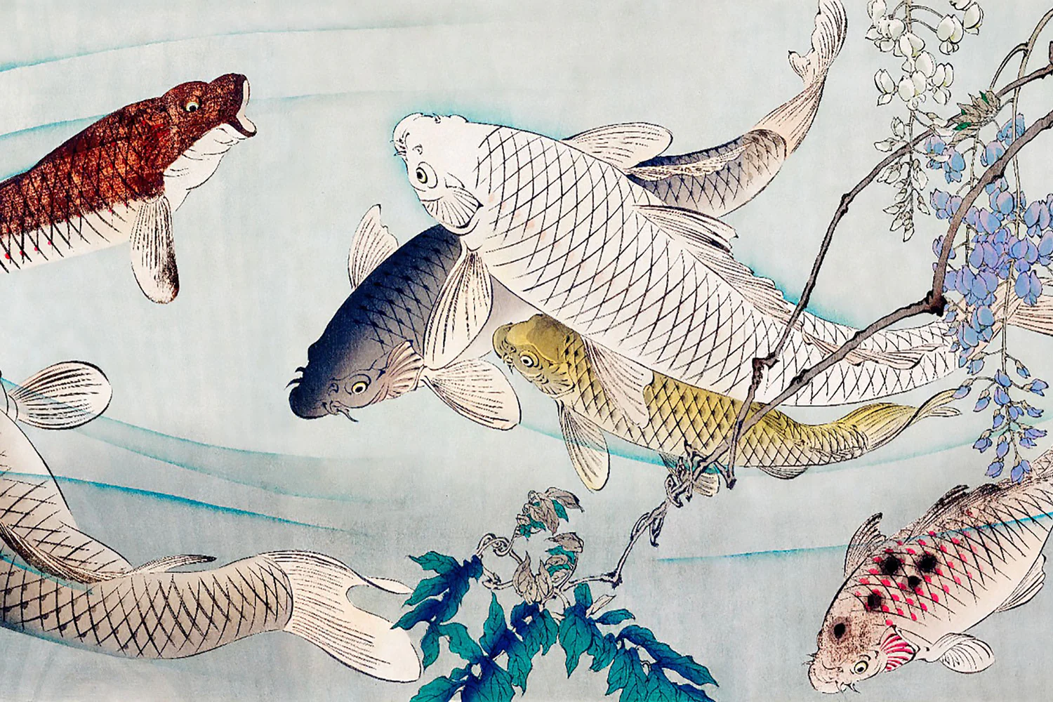 Yoshitoshi Fish Wall Mural. Japanese