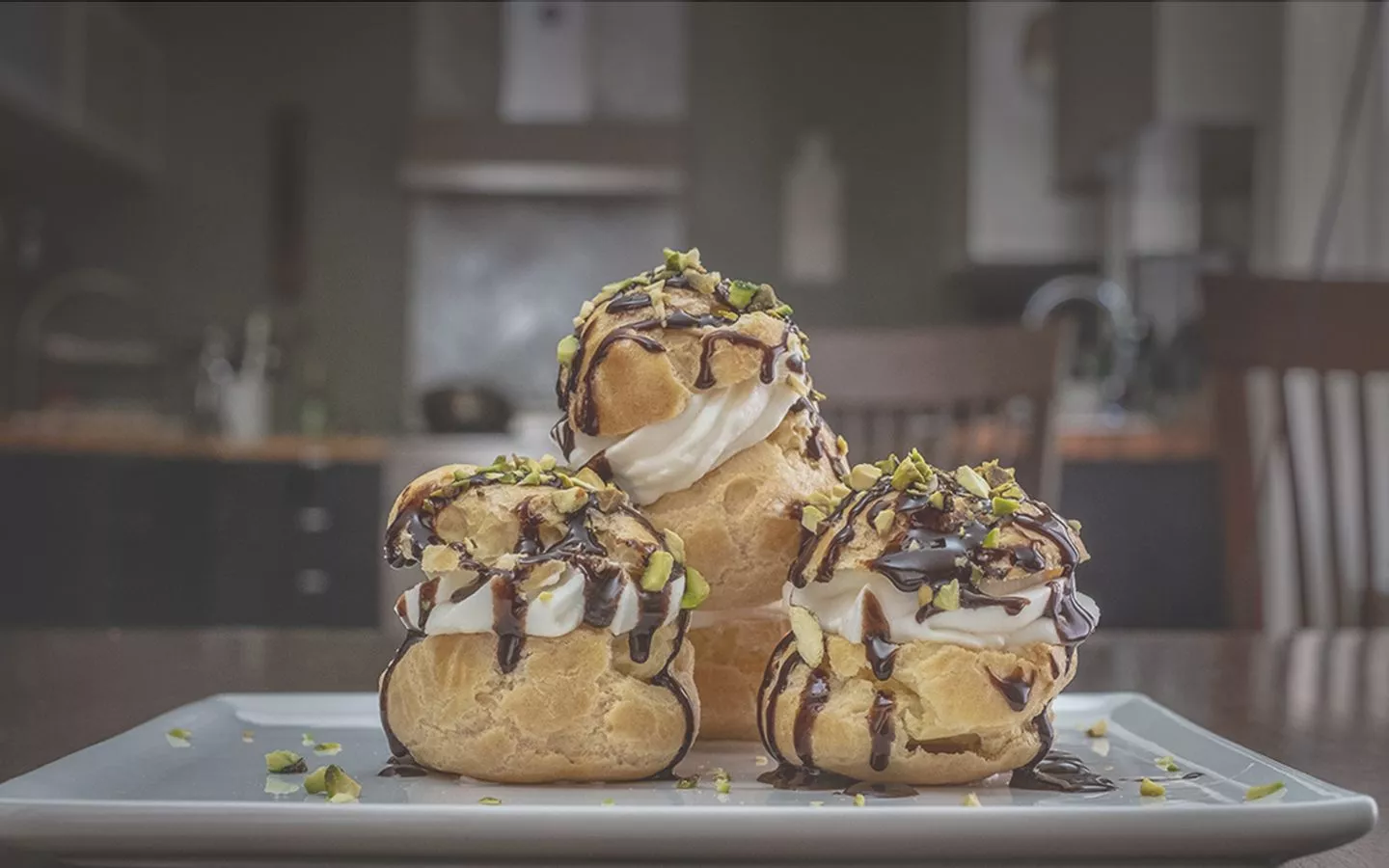 Cream Puffs with Chantilly Cream & Dark