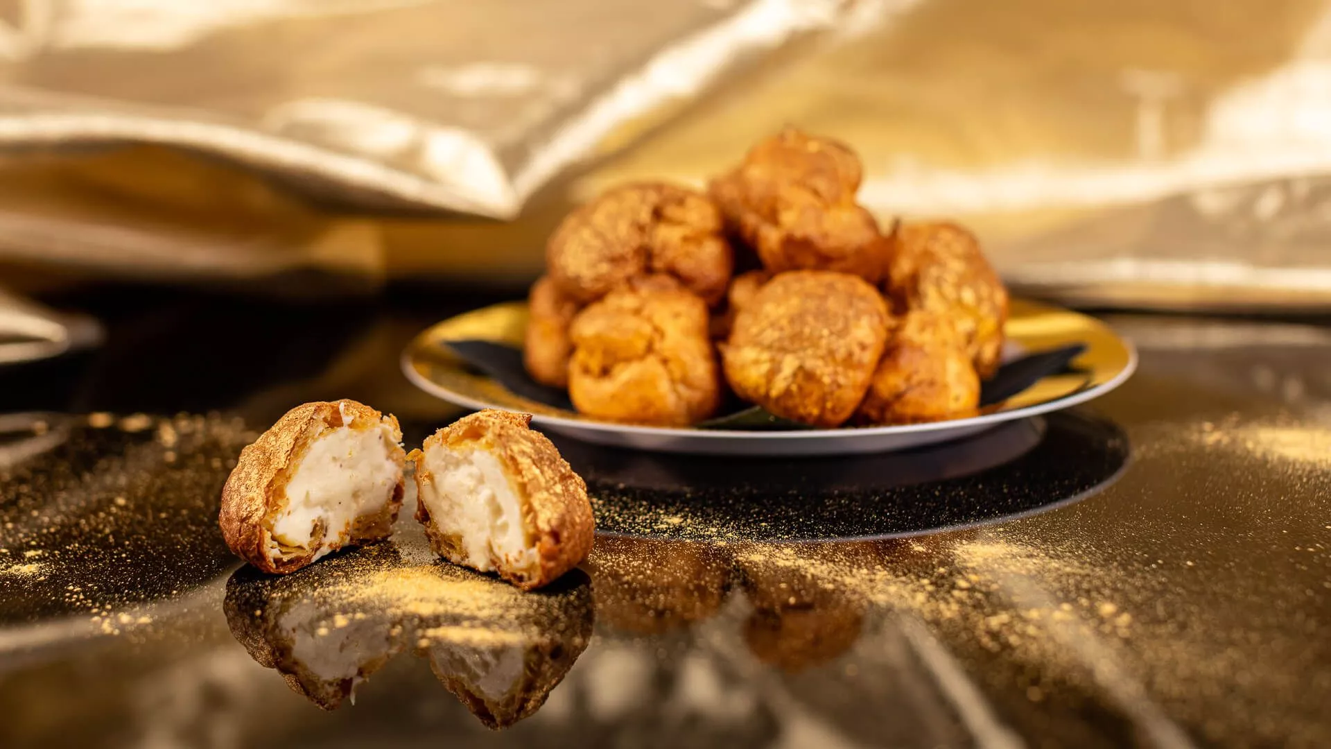 Gold Dust Truffle Cream Puffs