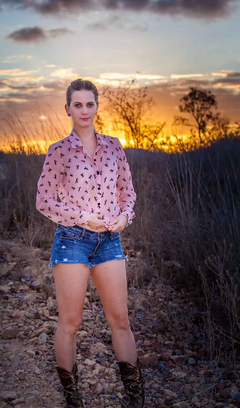 girl, country, sunset, nature, outdoors