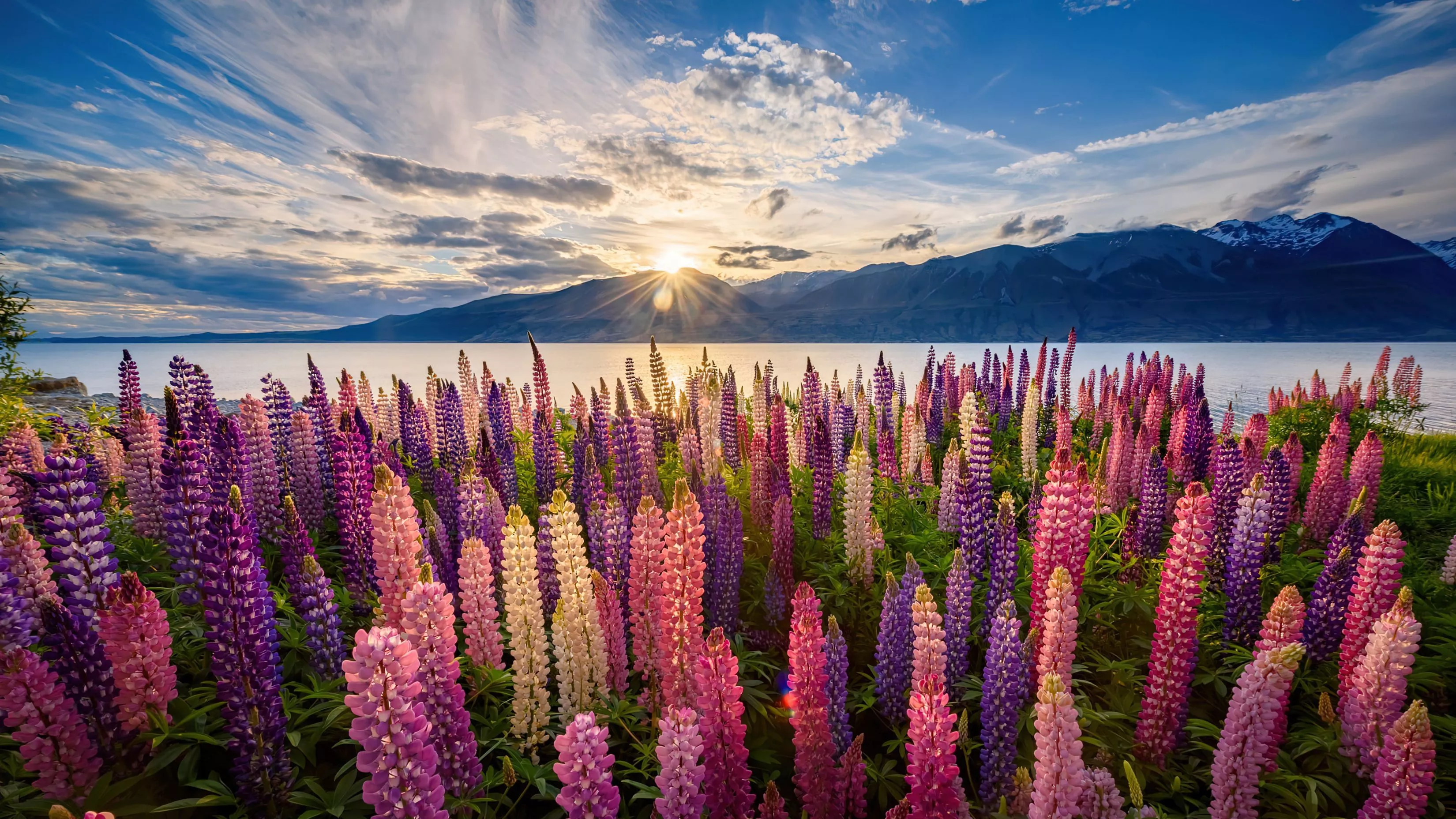 Lupine Flowers New Zealand Scenery