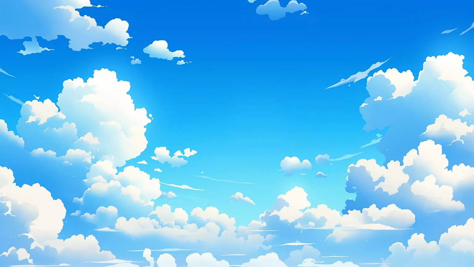 Blue Sky Puffy Clouds Serenity Desktop