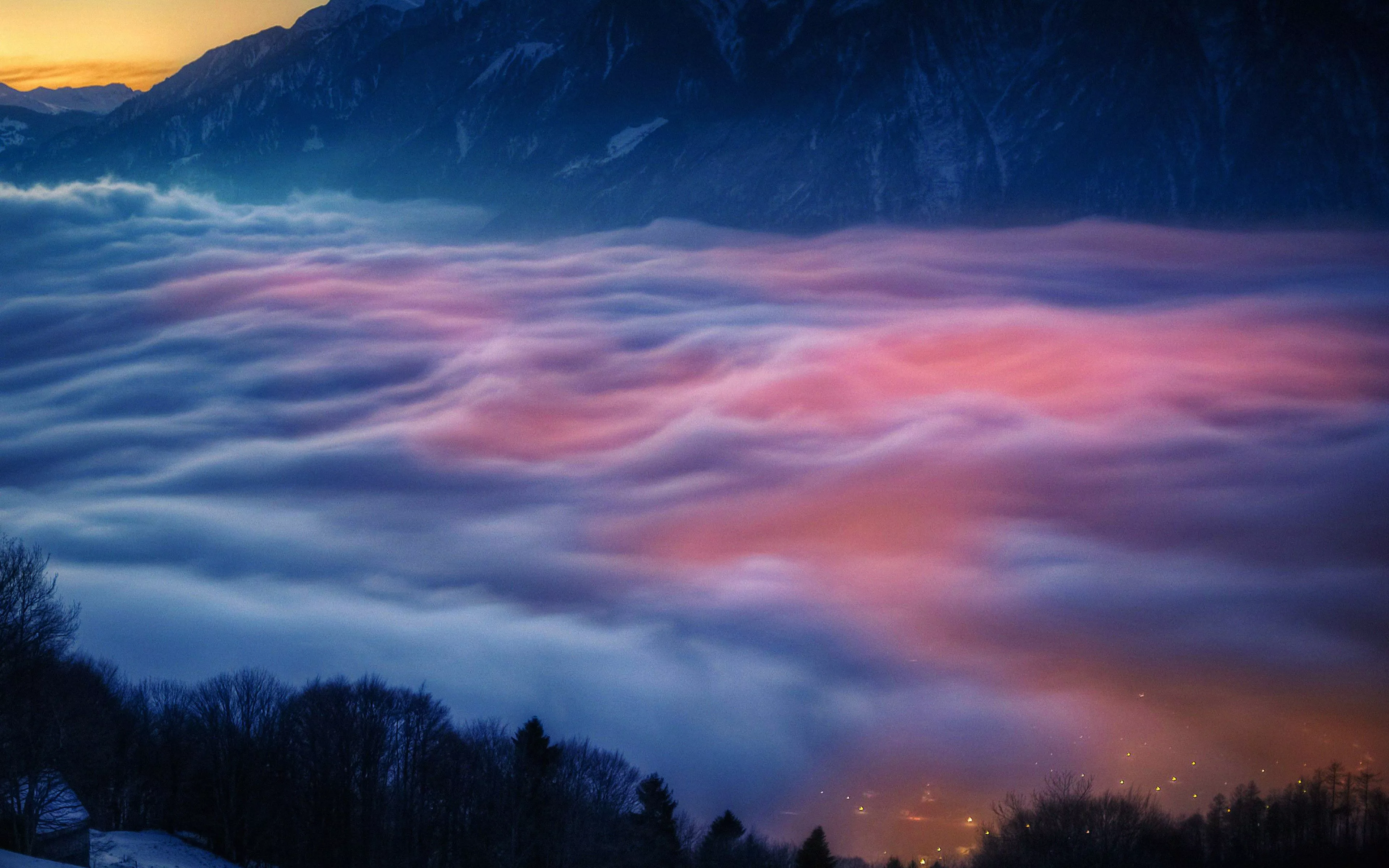 Smoky Foggy Mountain With House