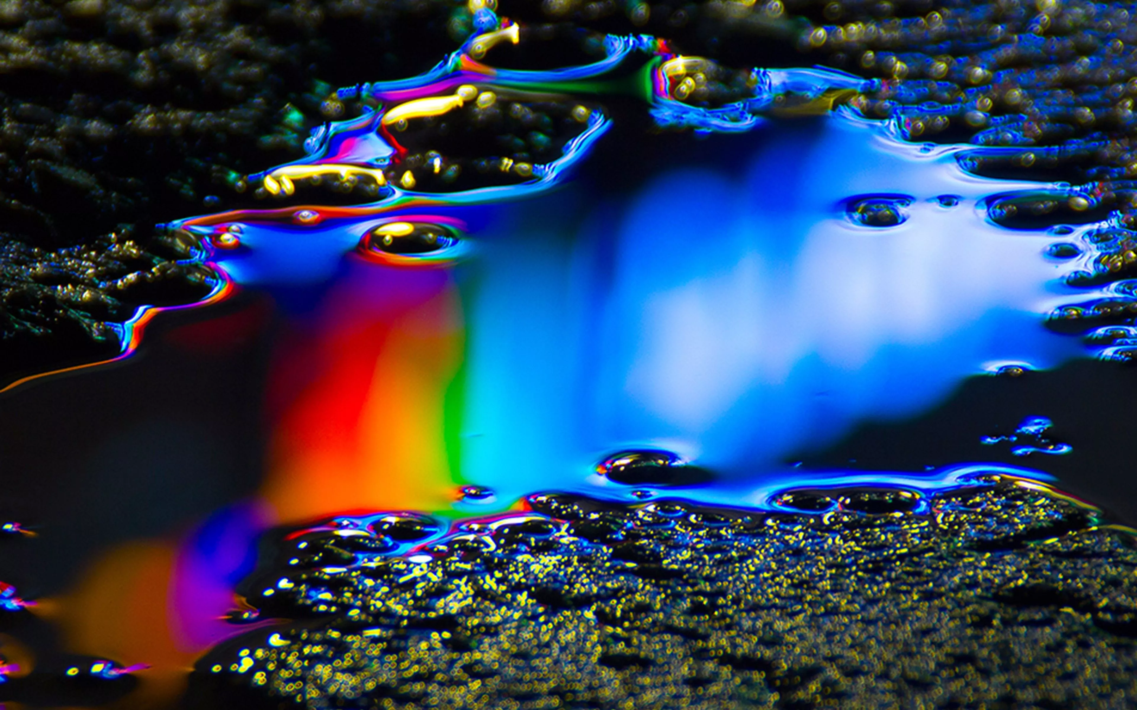 Oil Dark Floor Rainbow Color Blue