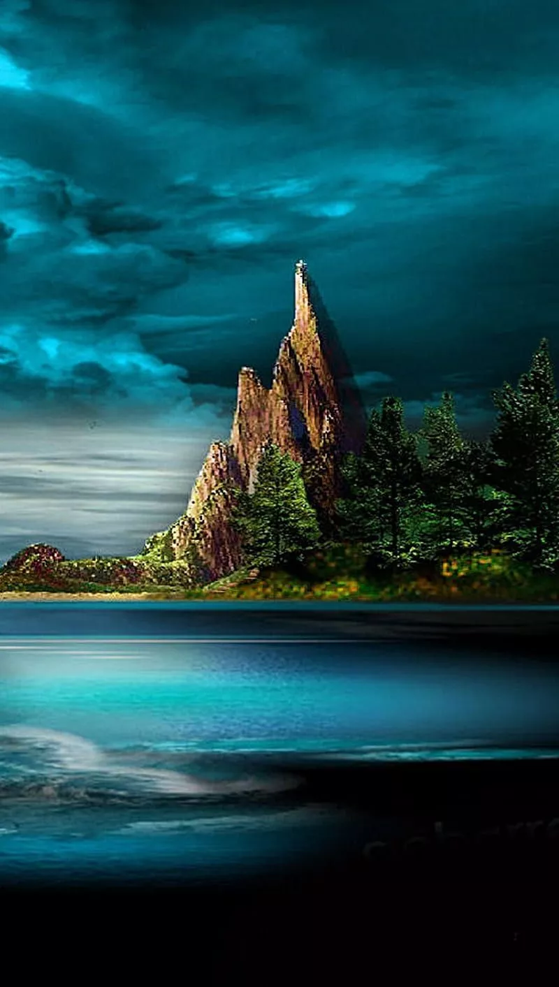 Mountain, blue, dark, nice, water, HD phone wallpaper