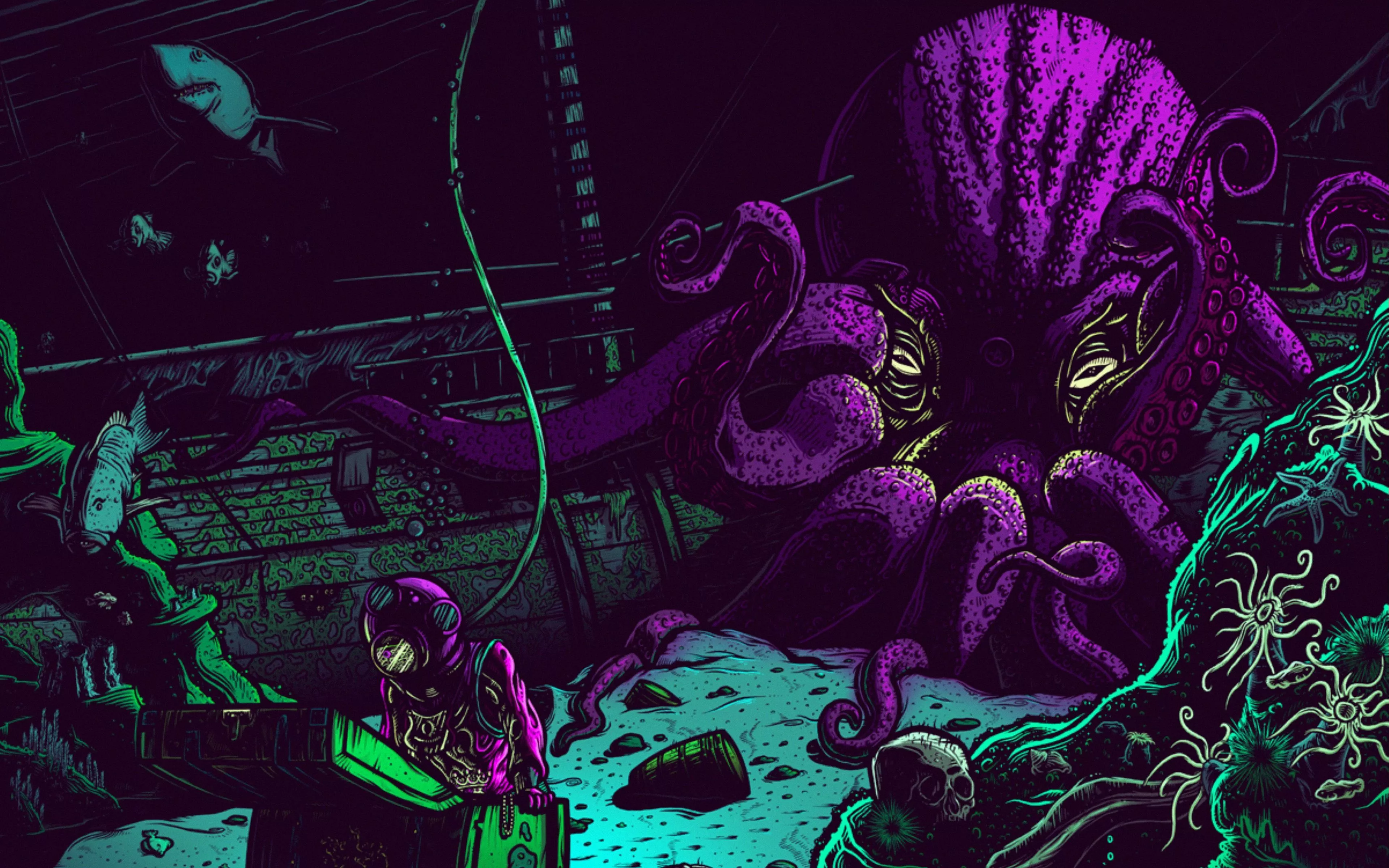 Download wallpaper 3840x2400 octopus