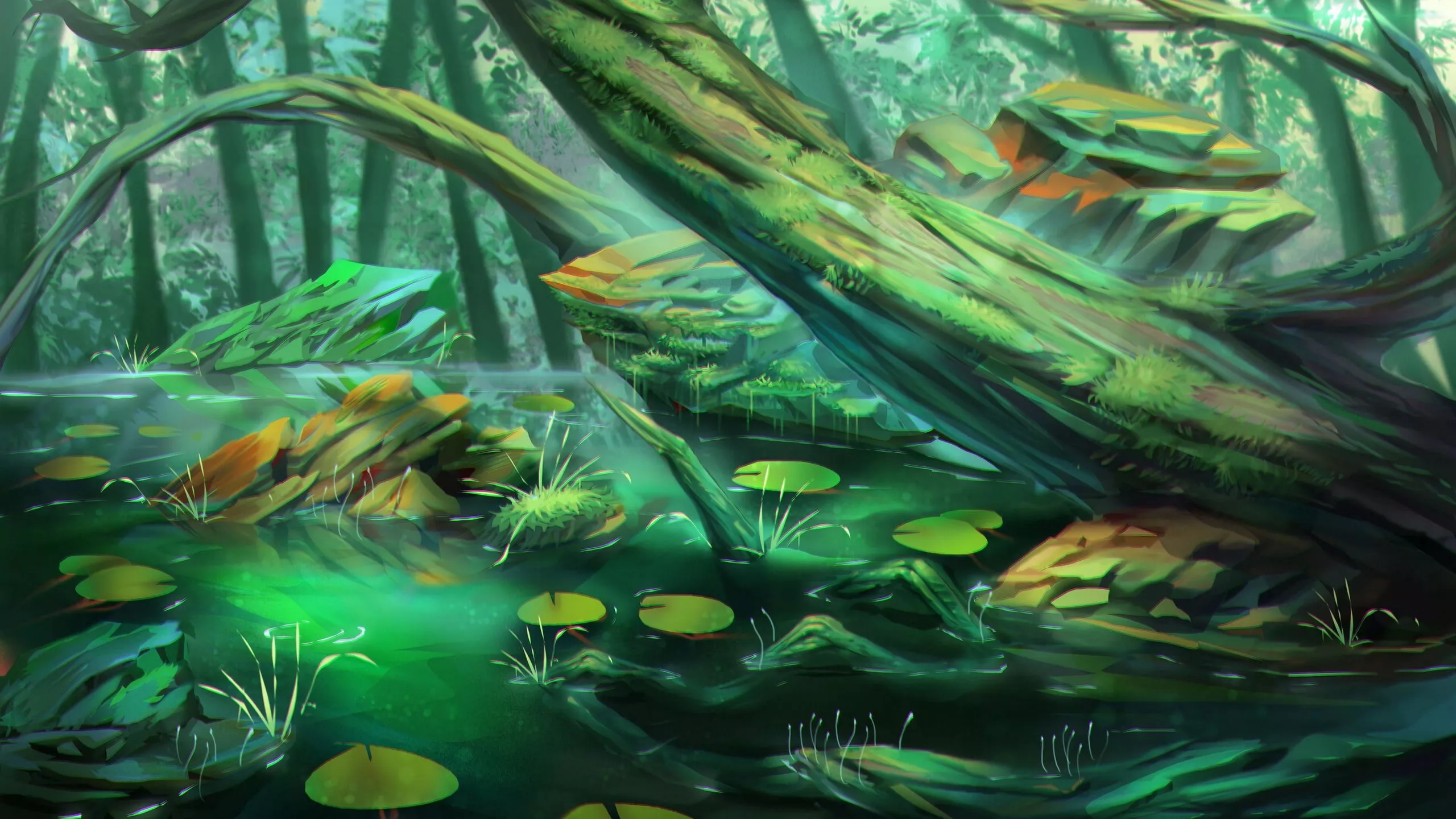 stones, forest, art, 4k HD Wallpaper
