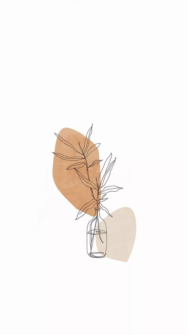 Minimal aesthetic, aesthetic, beige, drawing, flower, illustration, minimal, HD phone wallpaper