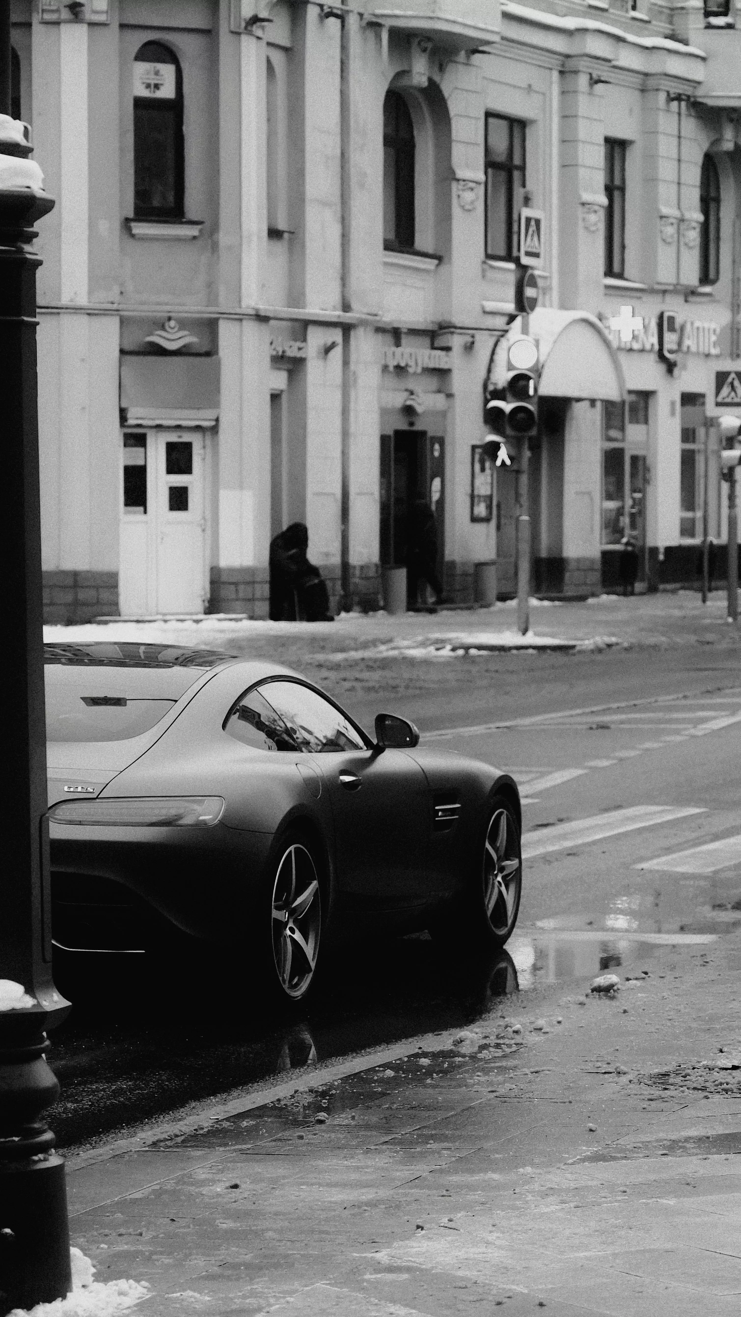 Expensive Car on City Street in Black