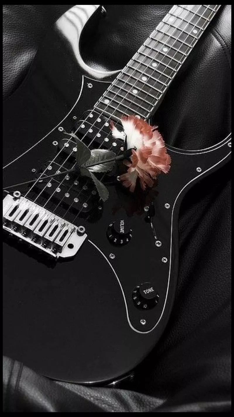 Guitar, black, pink, electric guitar