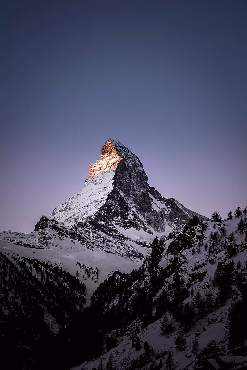 Snowy mountain, snow, sky, , night