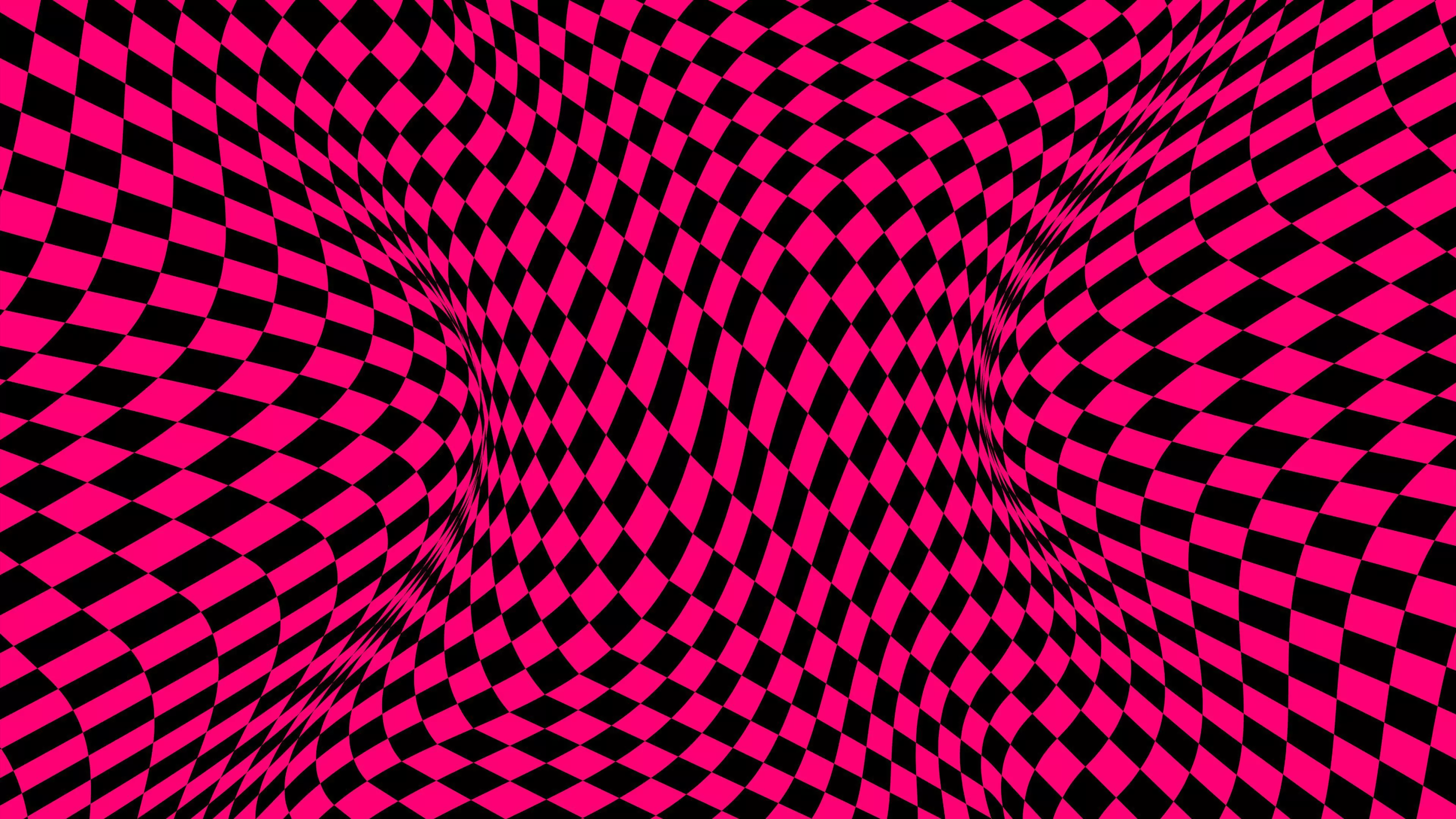 Pink Black Mesh Squares Distortion 4K