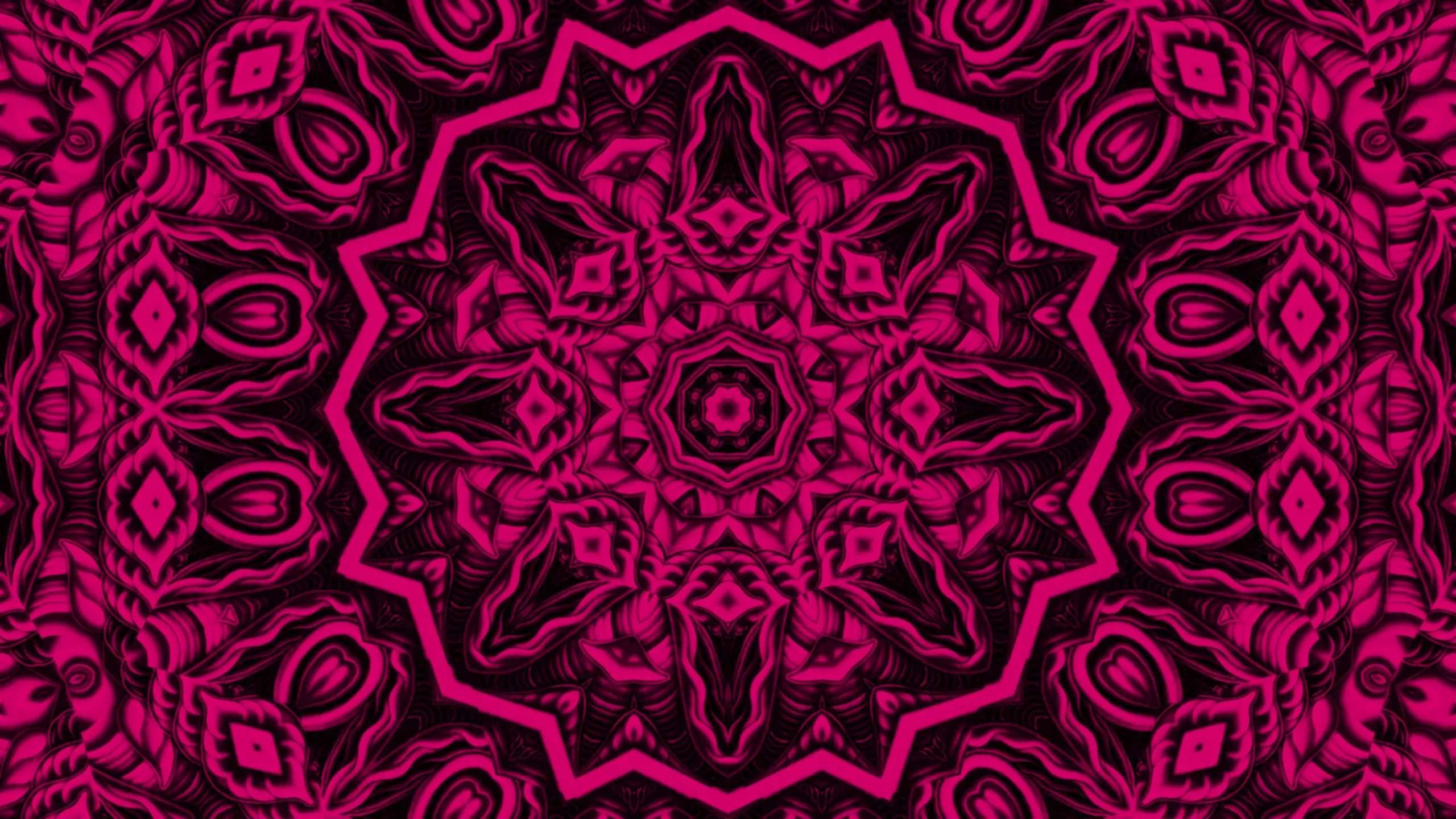 Mandala Pink Black Pattern Shape Trippy