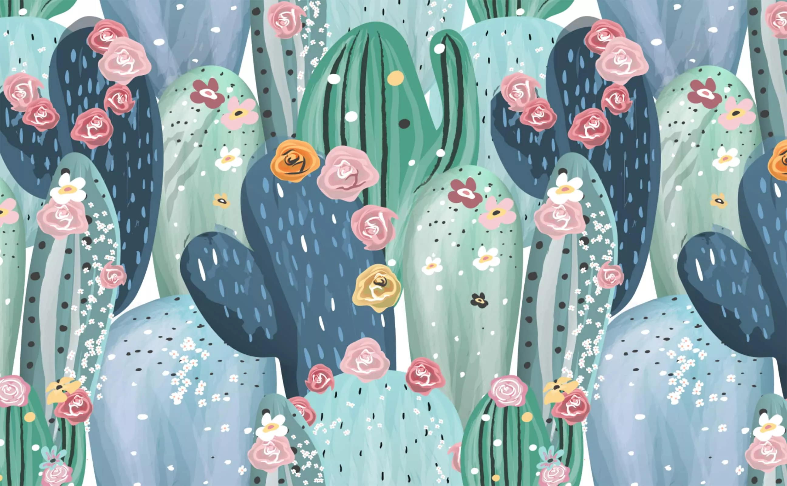Pastel cactus blossom cute illustration
