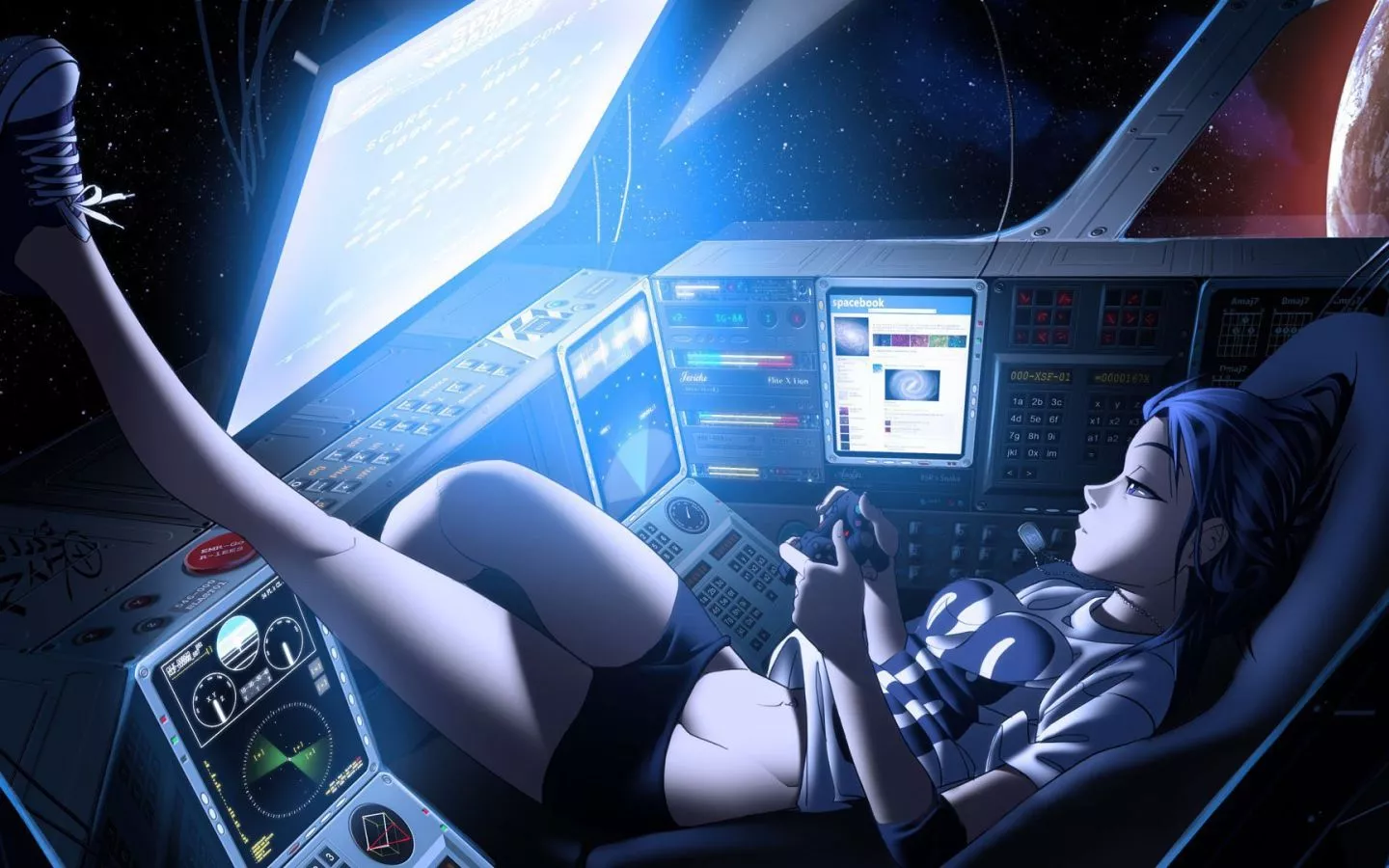 Anime girl astronaut Desktop wallpaper