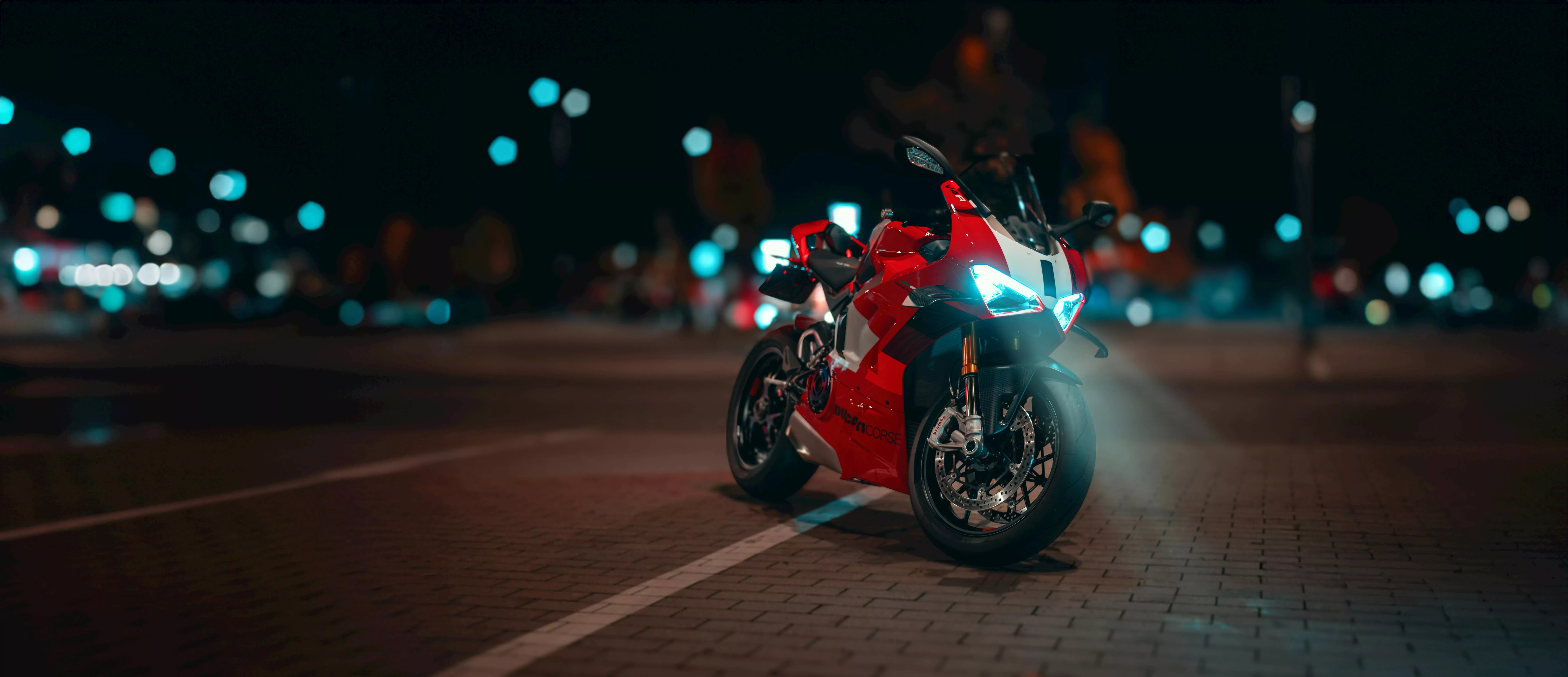 Red Ducati Panigale at Night · Free
