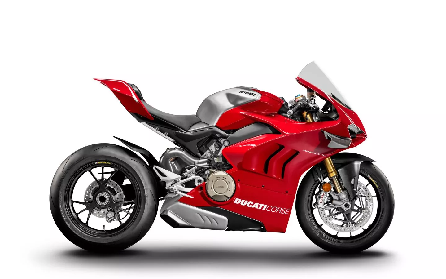 Red motorcycle Ducati Panigale V4 on a