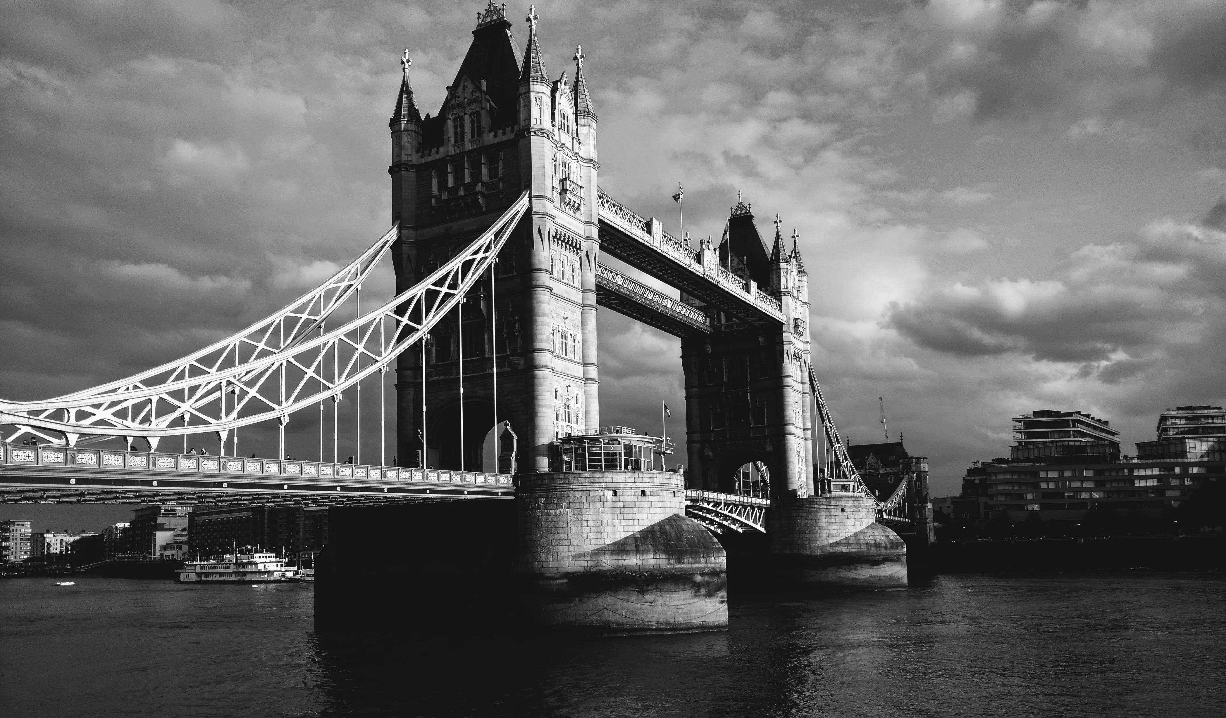 White Photo of the Tower Bridge
