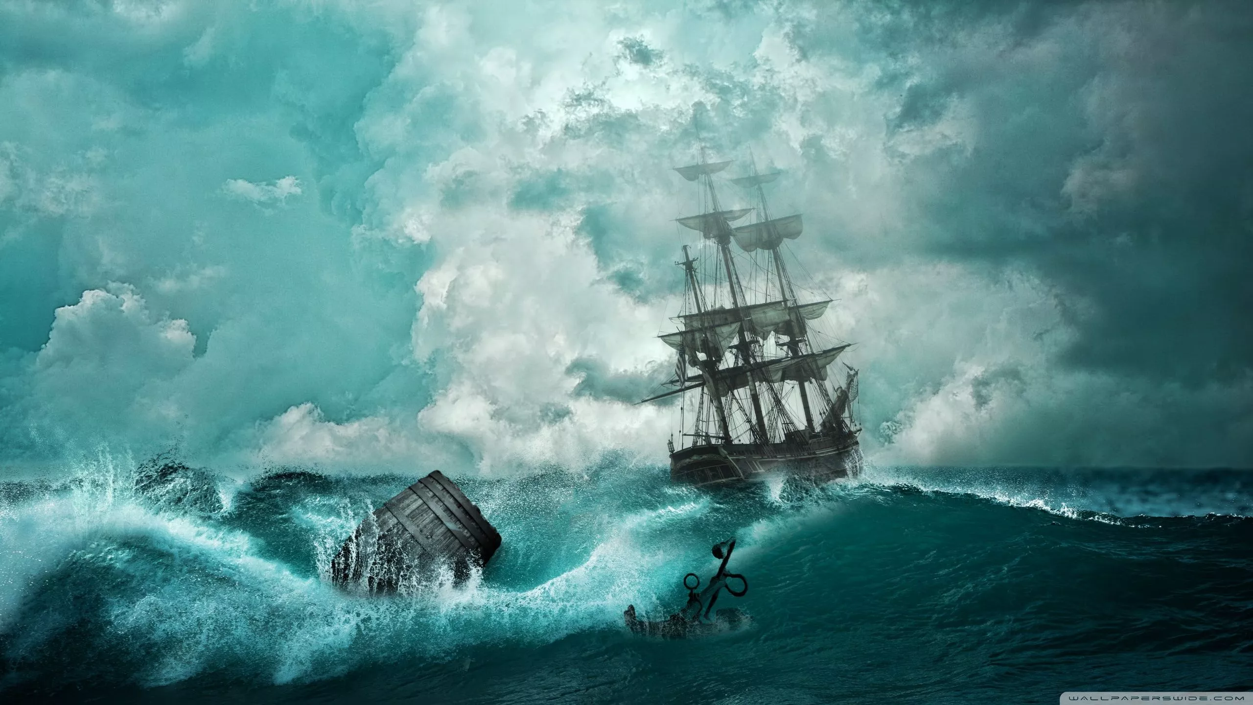 Sailing Ship Storm Ultra HD Wallpaper