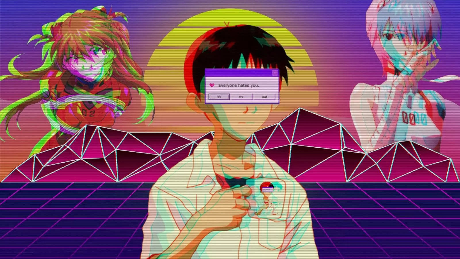 Neon Genesis Evangelion Vaporwave 4K HD