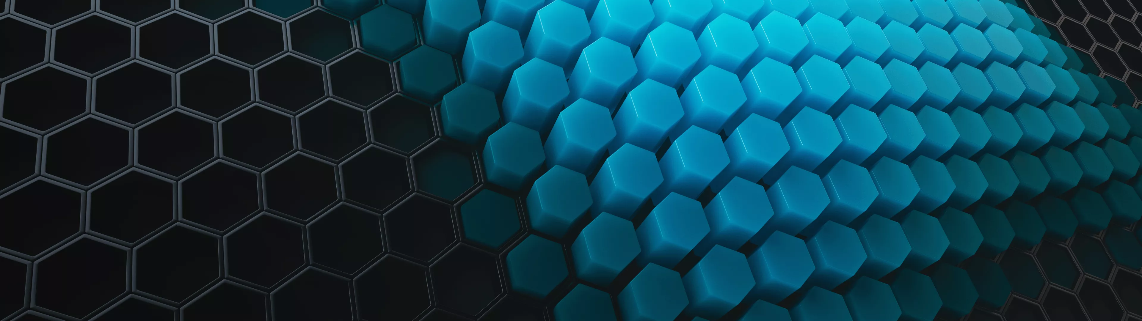 Hexagons Wallpaper 4K, Cyan blocks