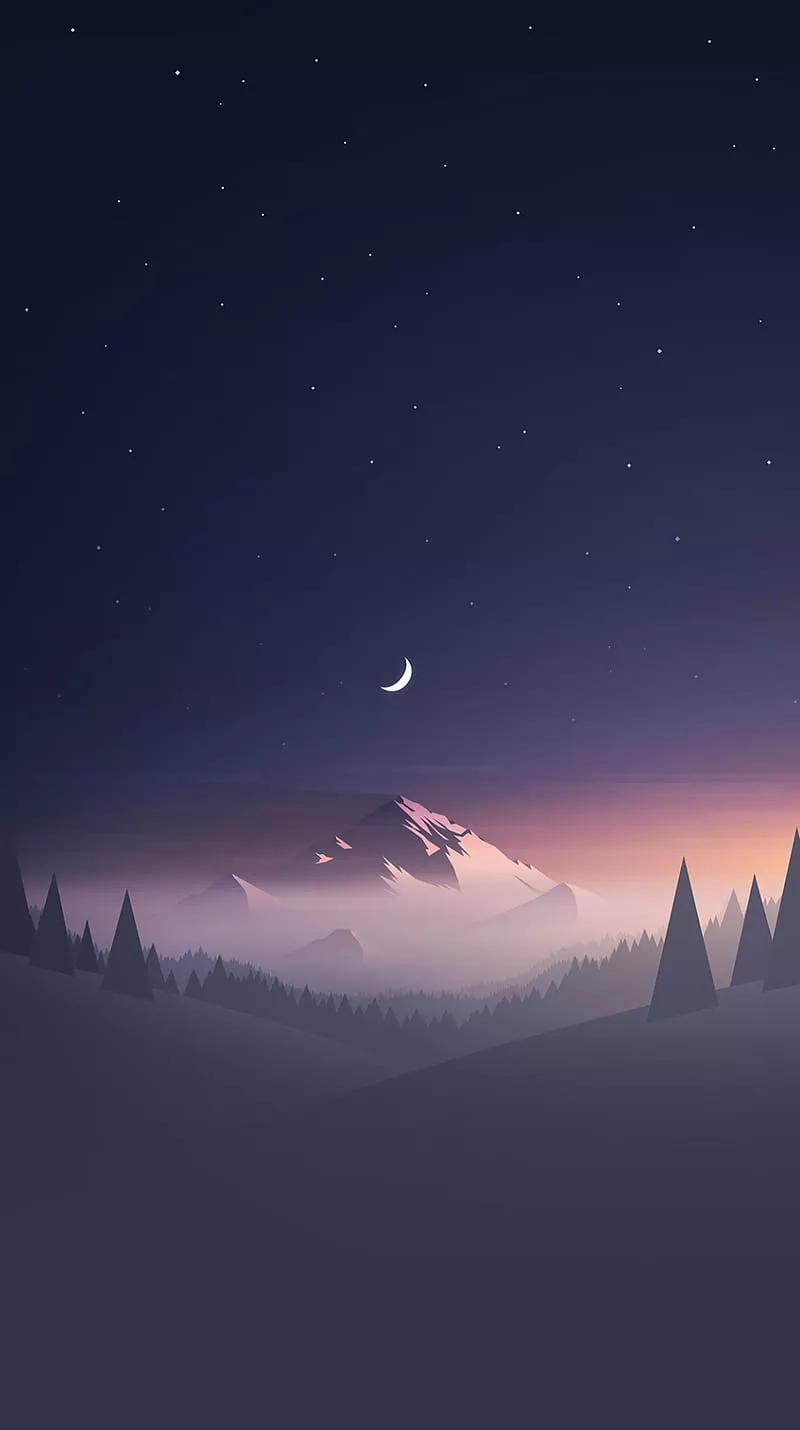Moon and mountain, HD phone wallpaper