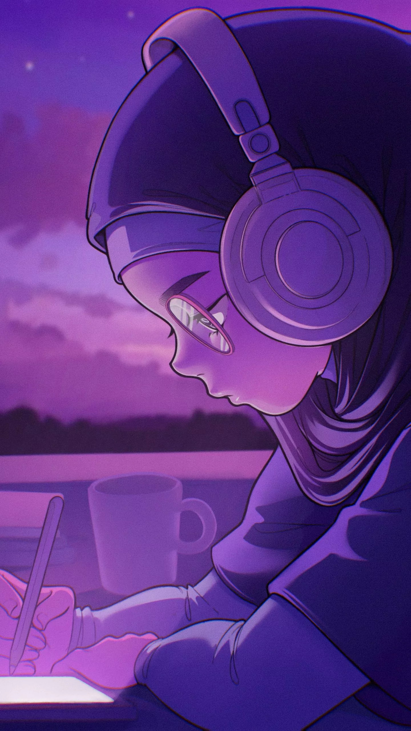 Lofi girl Wallpaper 4K, Listening music