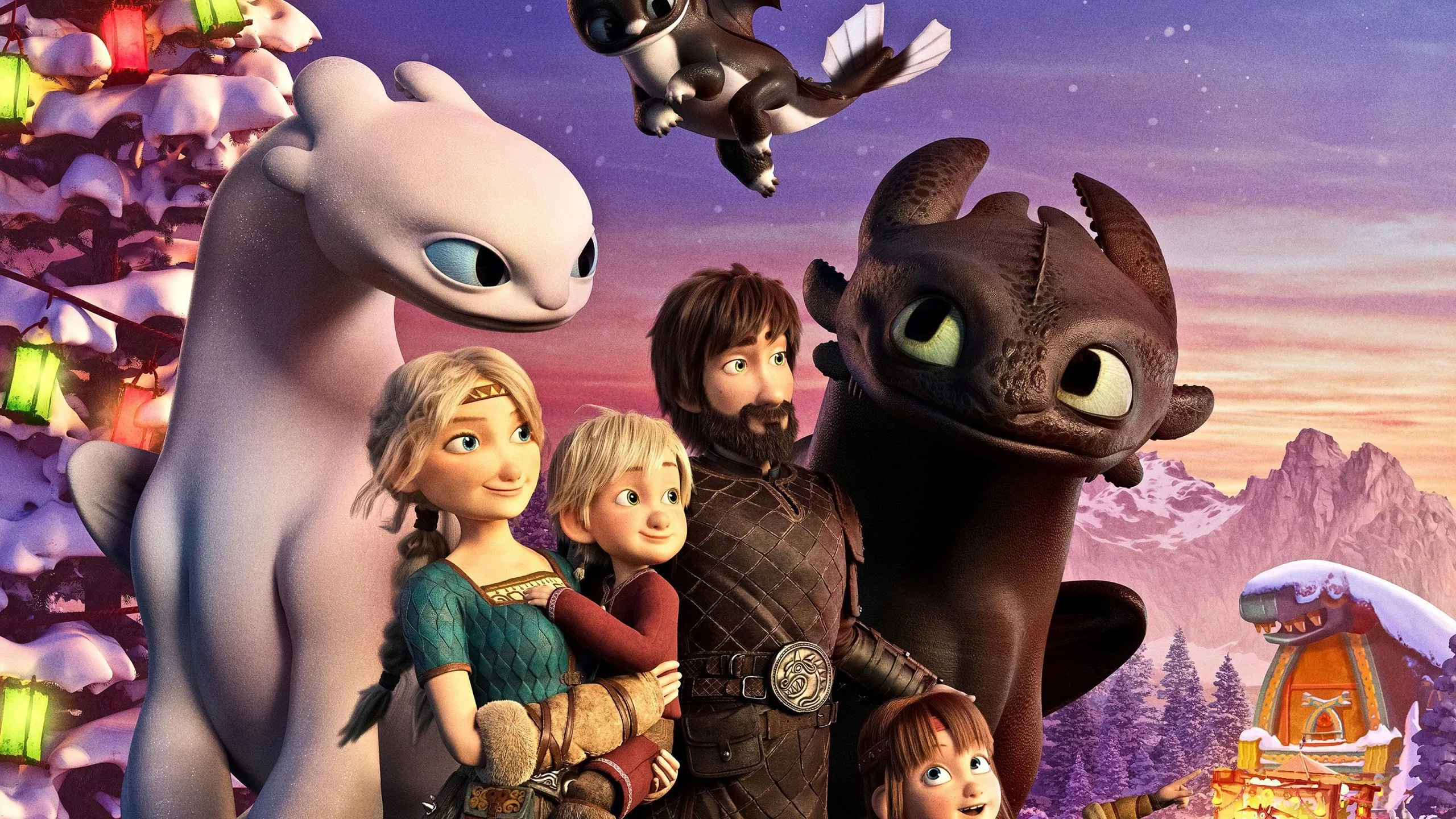 Wallpaper dragons, family, How to Train Your Dragon, How to train your dragon 3, How to Train Your Dragon Homecoming for mobile and desktop, section фильмы, resolution 2560x1440