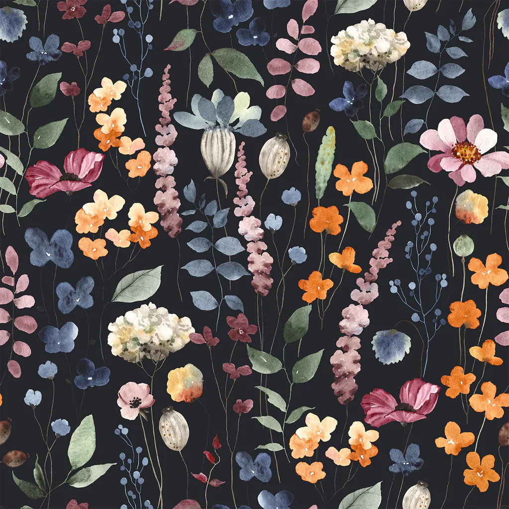 Pressed Flowers Floral Wallpaper